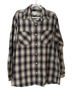 Carhartt Men's Lightweight Plaid Cotton S255 Long Sleeve Button-Up Shirt Size L